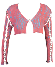 Load image into Gallery viewer, Cropped Kimono Jacket with Rings in Guava Pink-Blue