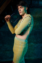 Load image into Gallery viewer, Cropped Kimono Jacket with Rings in Magic Mint-Yellow