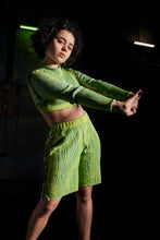 Load image into Gallery viewer, Bermuda Shorts with Rings in Lime Green-Blue