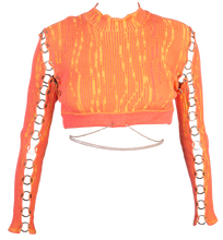 Load image into Gallery viewer, Cropped Longsleeve with Rings in Calypso Orange-Yellow
