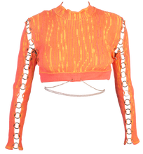 Load image into Gallery viewer, Cropped Longsleeve with Rings in Calypso Orange-Yellow