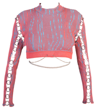 Load image into Gallery viewer, Cropped Longsleeve with Rings in Guava Pink-Blue
