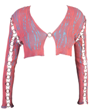 Load image into Gallery viewer, Cropped Kimono Jacket with Rings in Guava Pink-Blue
