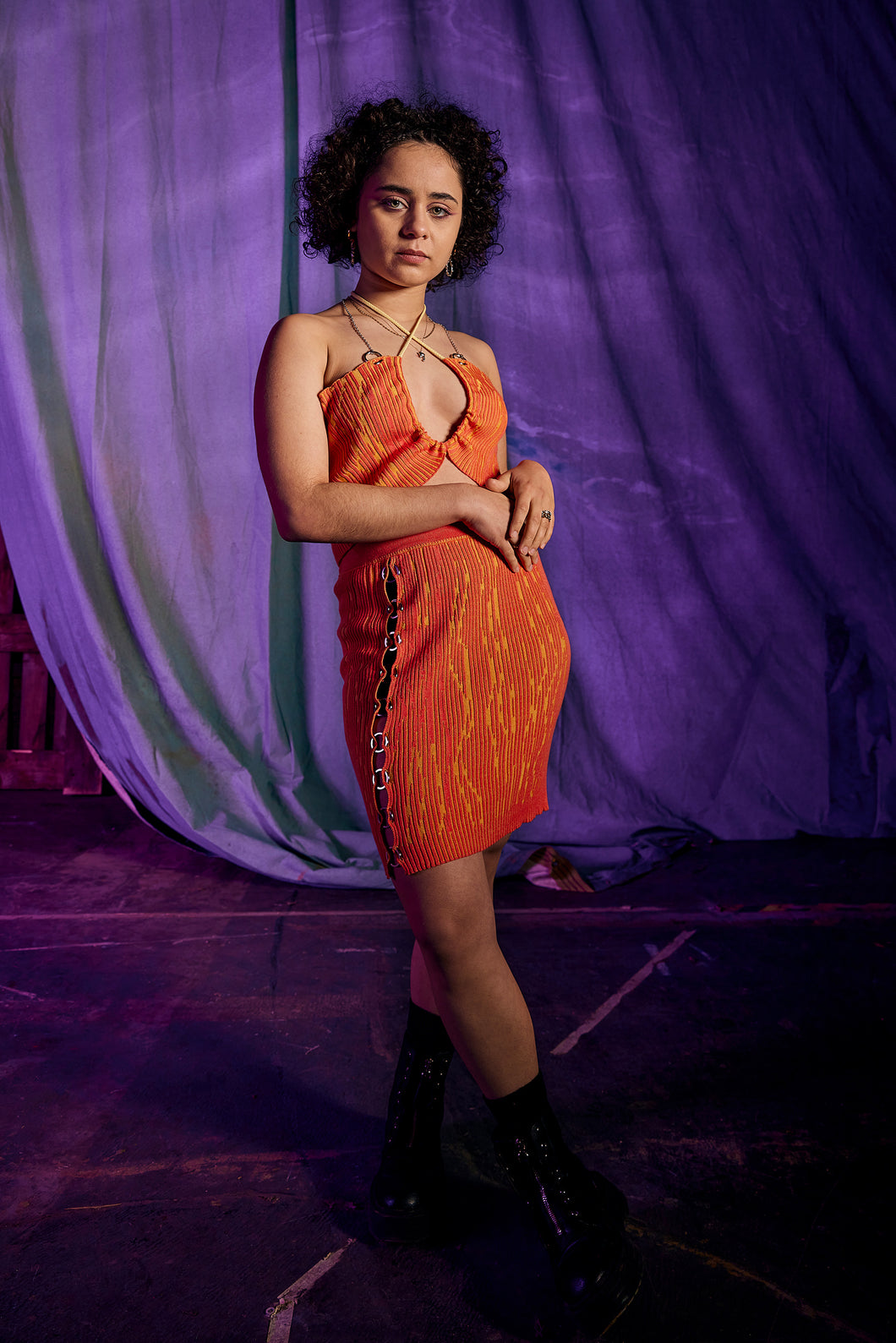 Skirt with Rings in Calypso Orange-Yellow