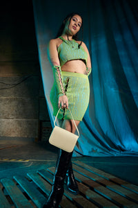 Skirt with Rings in Lime Green-Blue