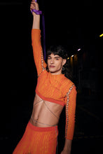 Load image into Gallery viewer, Cropped Longsleeve with Rings in Calypso Orange-Yellow
