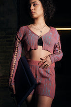 Load image into Gallery viewer, Cropped Kimono Jacket with Rings in Guava Pink-Blue
