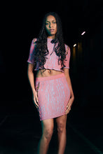 Load image into Gallery viewer, Crew Neck T-Shirt with Rings in Guava Pink-Blue
