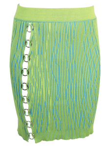 Skirt with Rings in Lime Green-Blue