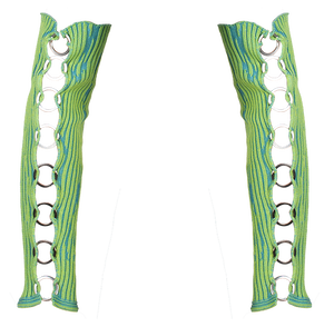 Gauntlets with Rings in Lime Green-Blue