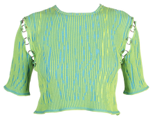 Load image into Gallery viewer, Crew Neck T-Shirt with Rings in Lime Green-Blue
