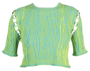Crew Neck T-Shirt with Rings in Lime Green-Blue