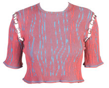 Load image into Gallery viewer, Crew Neck T-Shirt with Rings in Guava Pink-Blue
