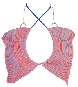 Butterfly Top with Chain in Guava Pink-Blue